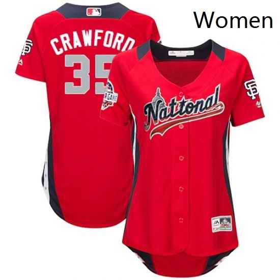 Womens Majestic San Francisco Giants 35 Brandon Crawford Game Red National League 2018 MLB All Star MLB Jersey